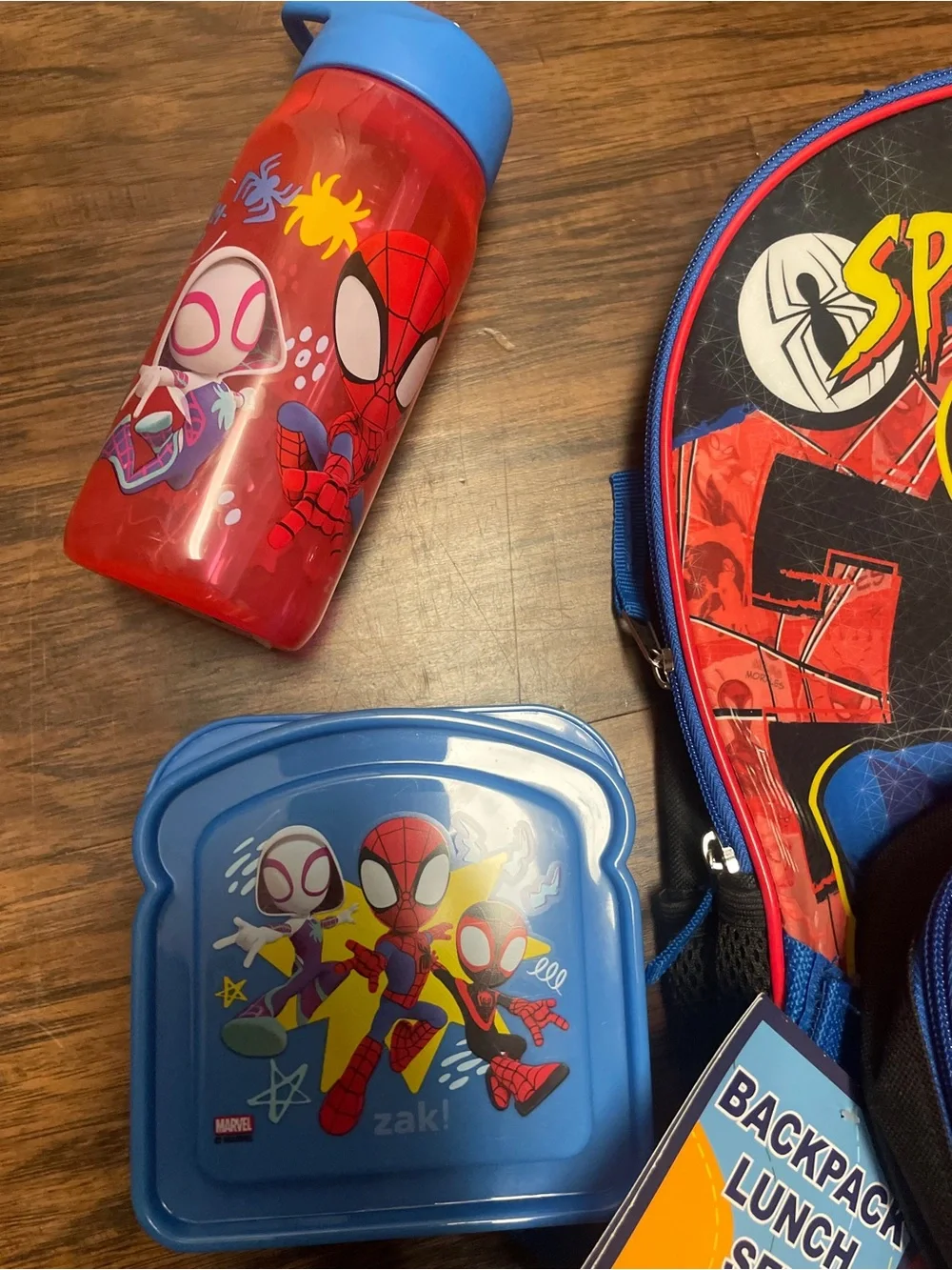 Spiderman Red and Blue Backpack Lunch Set with Bottle and Snack Box